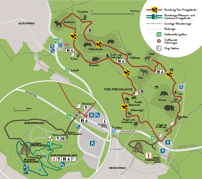 
Übersichtskarte des Nationalparkzentrums Lusen.