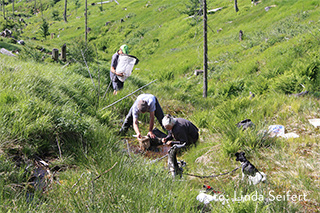 Quell-Beprobung an der Rindellochquelle Quell-Beprobung an der Rindellochquelle