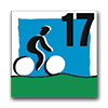 Wegemarkierung: Radfahrer mit Nummer der Tour
