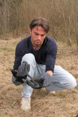 Vincent Kubach bei der Feldforschung.