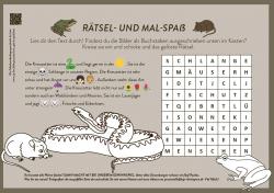 Rätsel- und Malspaß zur Kreuzotter. Illustrationen: Bärbel Sagmeister / Grafik: Annemarie Schmeller