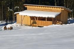 Im Jahr 2007 wurde die Fütterungs- und Aussichtshütte des Hirschgeheges Scheuereck erweitert und erneuert. – Foto: Ingo Brauer