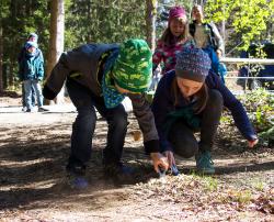 Bei den Erlebnisnachmittagen heißt es „Auf in die Wildnis“. Neben dem Entdecken der Natur stehen verschiedene Spiele auf dem Programm. (Foto: Malte Blessing / Nationalparkverwaltung Bayerischer Wald)