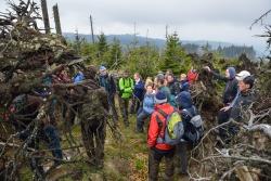 Der Großteil der Waldführer-Ausbildung des Nationalparks, wie etwa diese Windwurf-Führung, findet direkt im Gelände statt. (Foto: Thomas Michler/Nationalpark Bayerischer Wald)