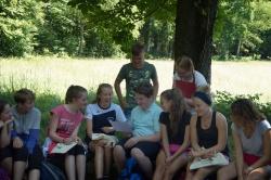 Da war Lachen garantiert: Niederbayerische und sächsische Schüler stellten die gemeinsam in ihren Dialekten verfassten Gedichte vor.  (Foto: Margitta Jendrzejewski/Nationalpark Sächsische Schweiz)