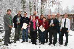 Die anlässlich der Herbstpersonalversammlung geehrten Mitarbeiter mit v. l. Nationalparkleiter Dr. Franz Leibl, Ingo Brauer, Dieter Wellisch, Marianne Schreiner, Hubert Döringer, Rita Dageförde, Ingeborg Dorner, Josef Wittensöllner, Georg Küblböck, Manfred Hartl und Personalratsvorsitzender Josef Nußhardt