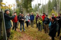 Fachdiskussion vor Ort mit vielen internationalen Experten: Teil der Tagung war auch eine Exkursion, bei der die Gäste den Nationalpark Bayerischer Wald mit seinen spezifischen Herausforderungen und Fragestellungen in Sachen Fernerkundung kennenlernen konnten. (Foto: Hochschule für angewandte Wissenschaften München)