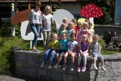 Der Kindergarten St. Oswald hat vor dem Start der Pilztage für die passende Deko vor dem Waldgeschichtlichen Museum gesorgt. (Foto:NPV)